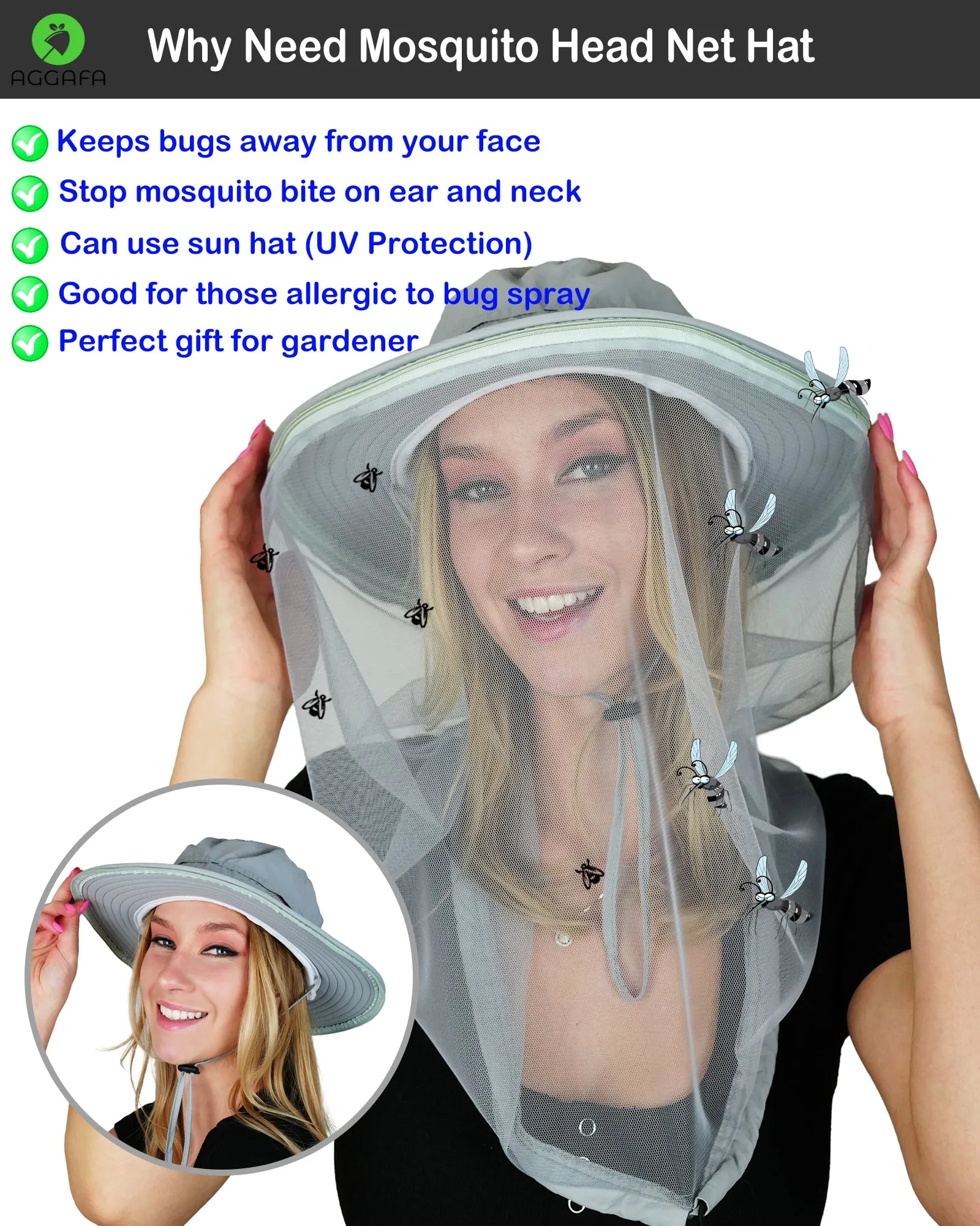 Mosquito hat (Light grey) and Mosquito sleeve (Large)