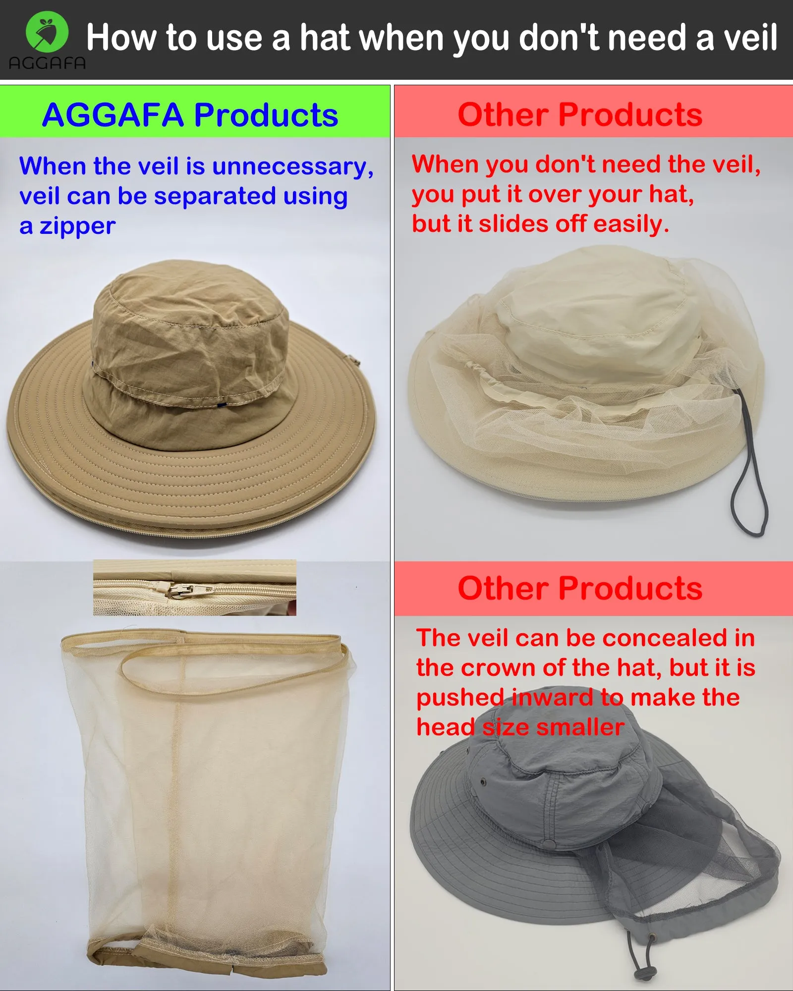 Mosquito head net hat [Beige color]