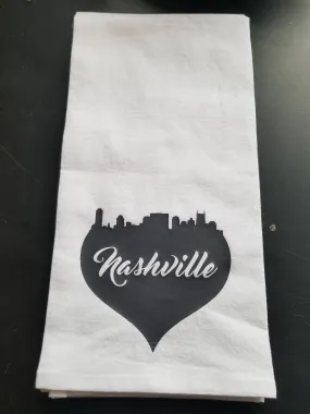 Nashville Syline/Heart Kitchen Flour Sack Towel - Tea Towel