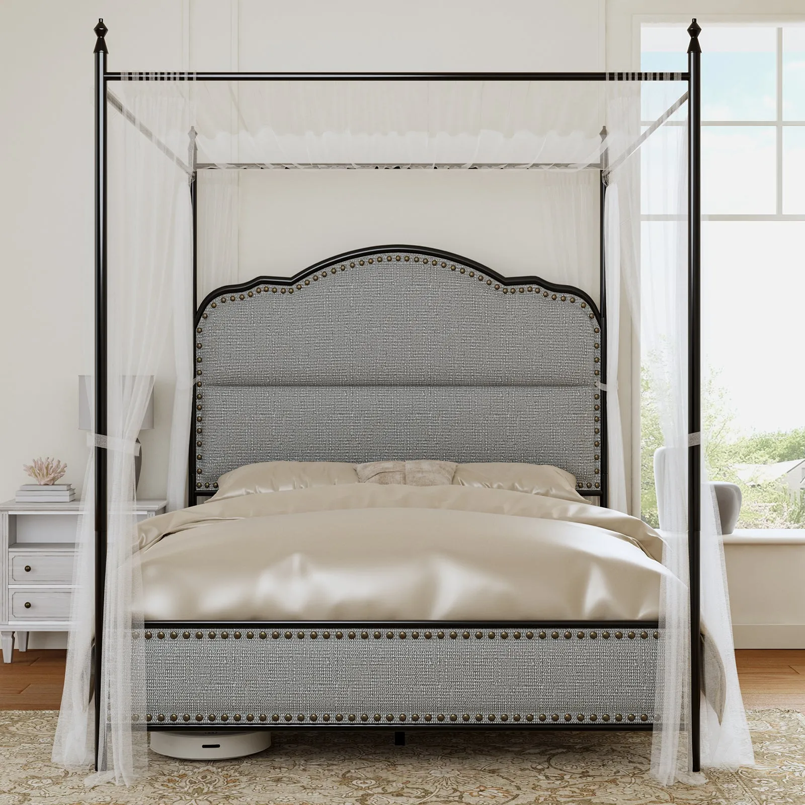 Natalia 61" Queen Size Bed with Mosquito Net