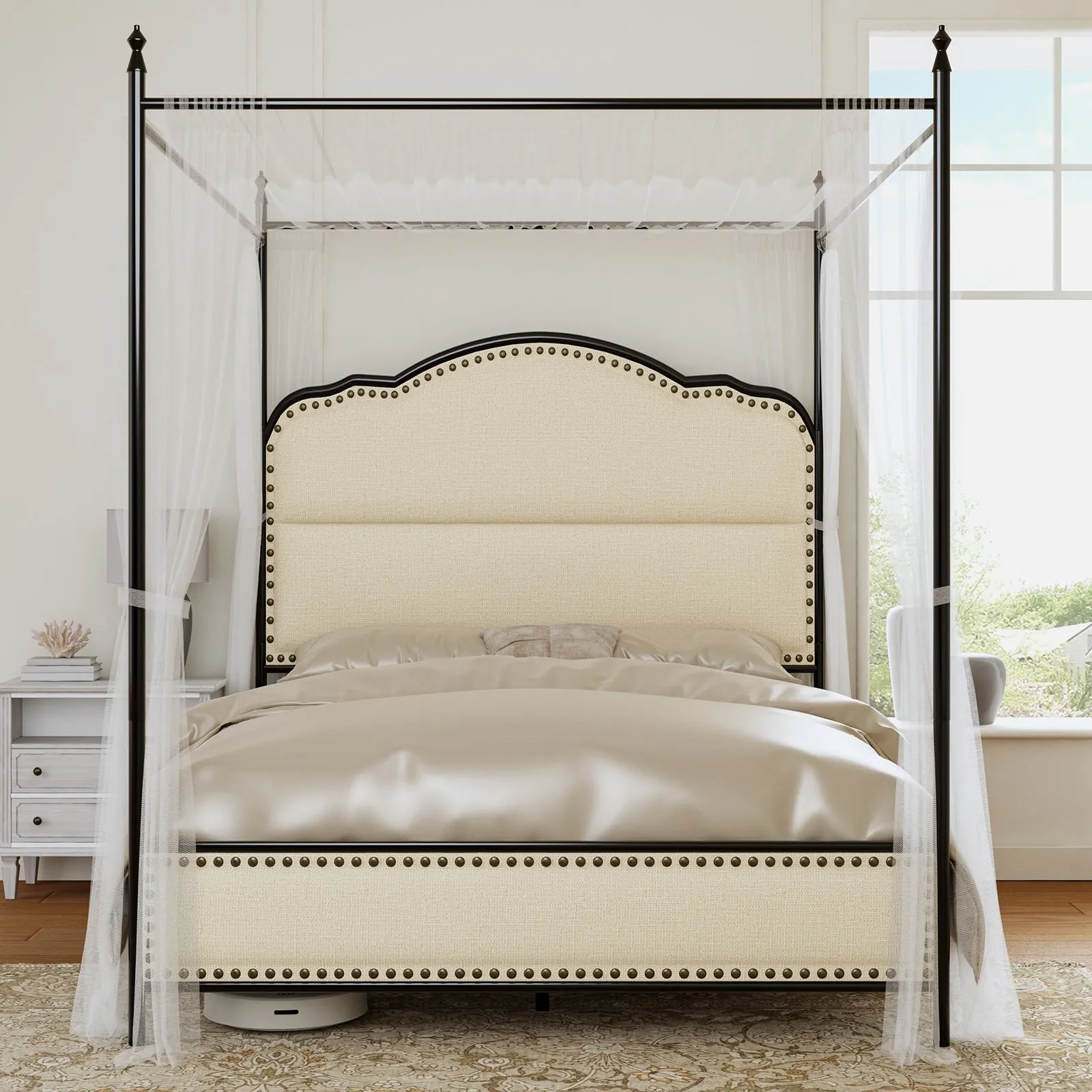 Natalia 61" Queen Size Bed with Mosquito Net