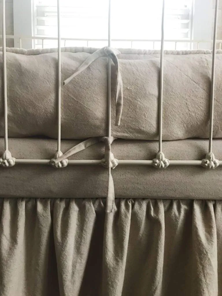 Natural Osnaburg Farmhouse Tailored Crib Liners