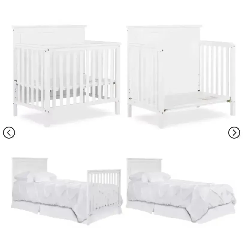 NEW Dream On Me Bellport 4 in 1 Convertible Mini/Portable Crib in White