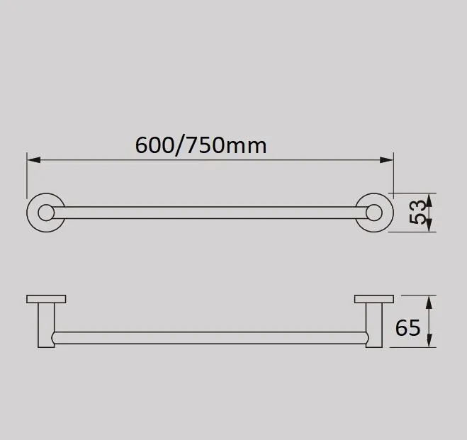 NIKO single towel rail in Brushed Nickel