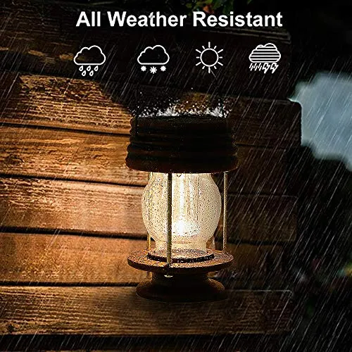 pearlstar Solar Lantern Outdoor Waterproof Hanging Solar Garden Lights - 2 Pack Solar Powered Landscape Christmas Lanterns with Retro Design for Patio, Yard, Garden and Pathway Decor (Warm Light)