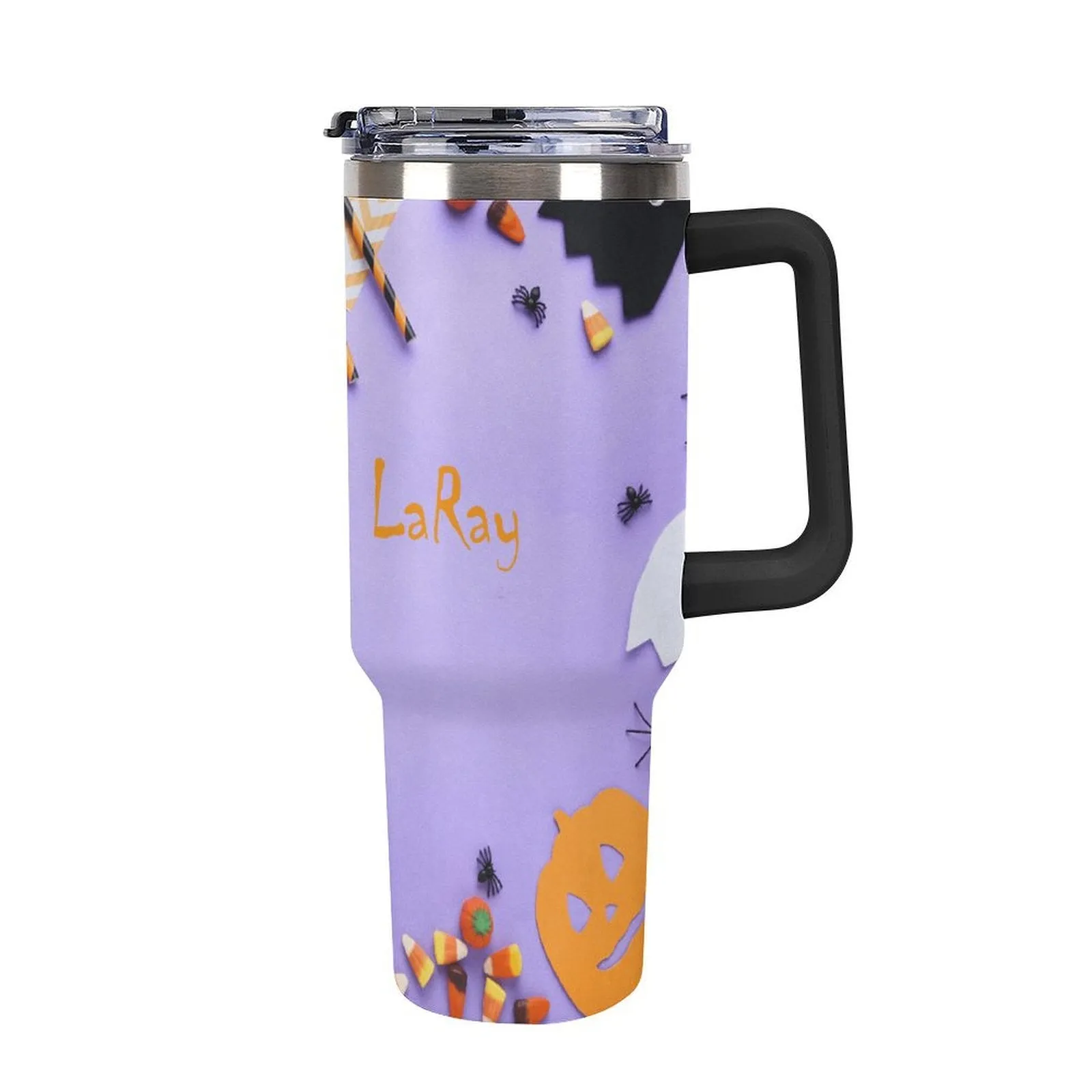 Personalized Text 40oz Tumbler with Lid Handle Straw And Brush for Halloween Custom Name Tumbler