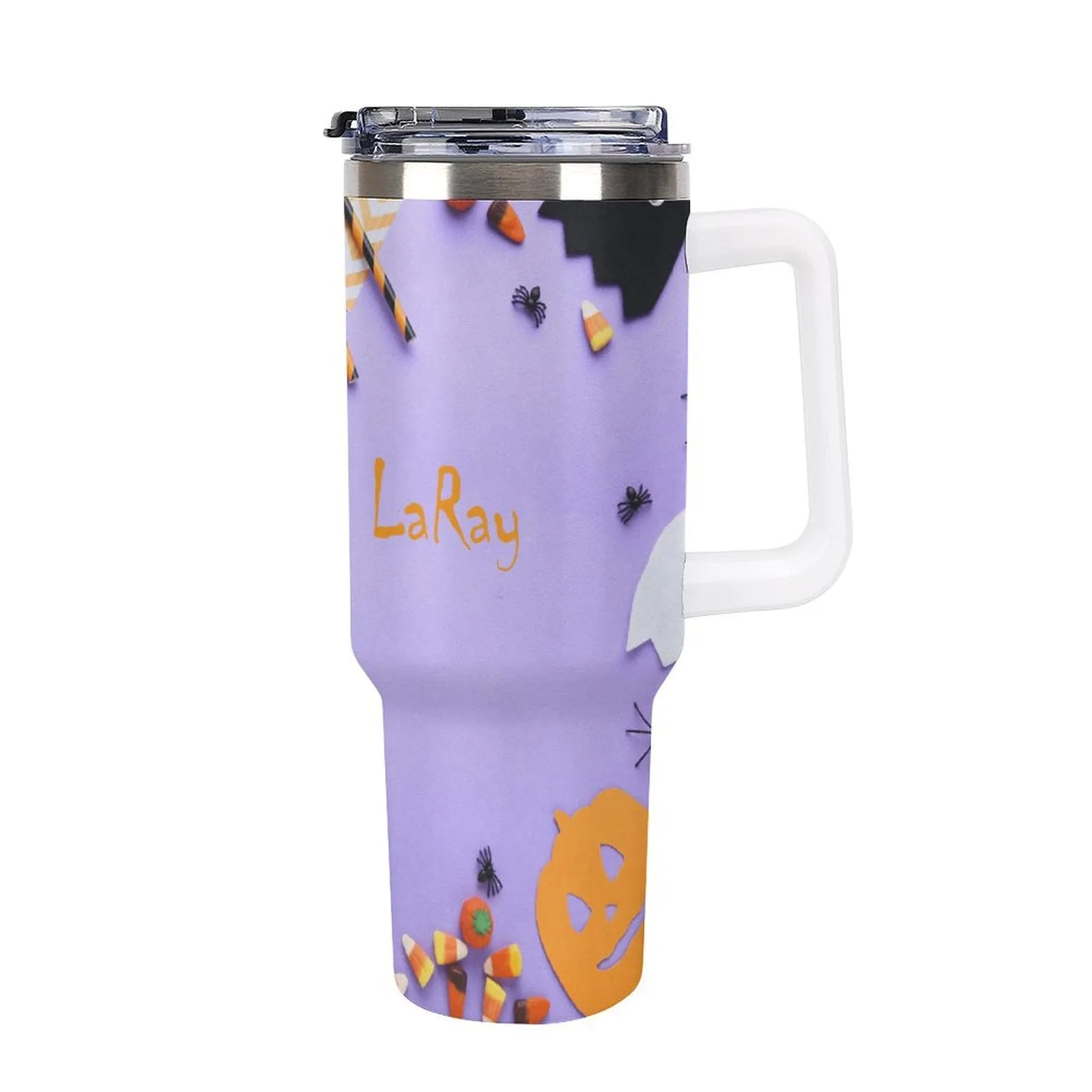 Personalized Text 40oz Tumbler with Lid Handle Straw And Brush for Halloween Custom Name Tumbler