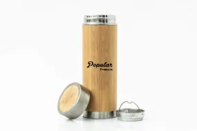 POLAR Popular Bamboo Stainless Steel Flask/Thermos/Water Bottle {Double Wall Vacuum Insulated }Hot & Cold (450 ml).