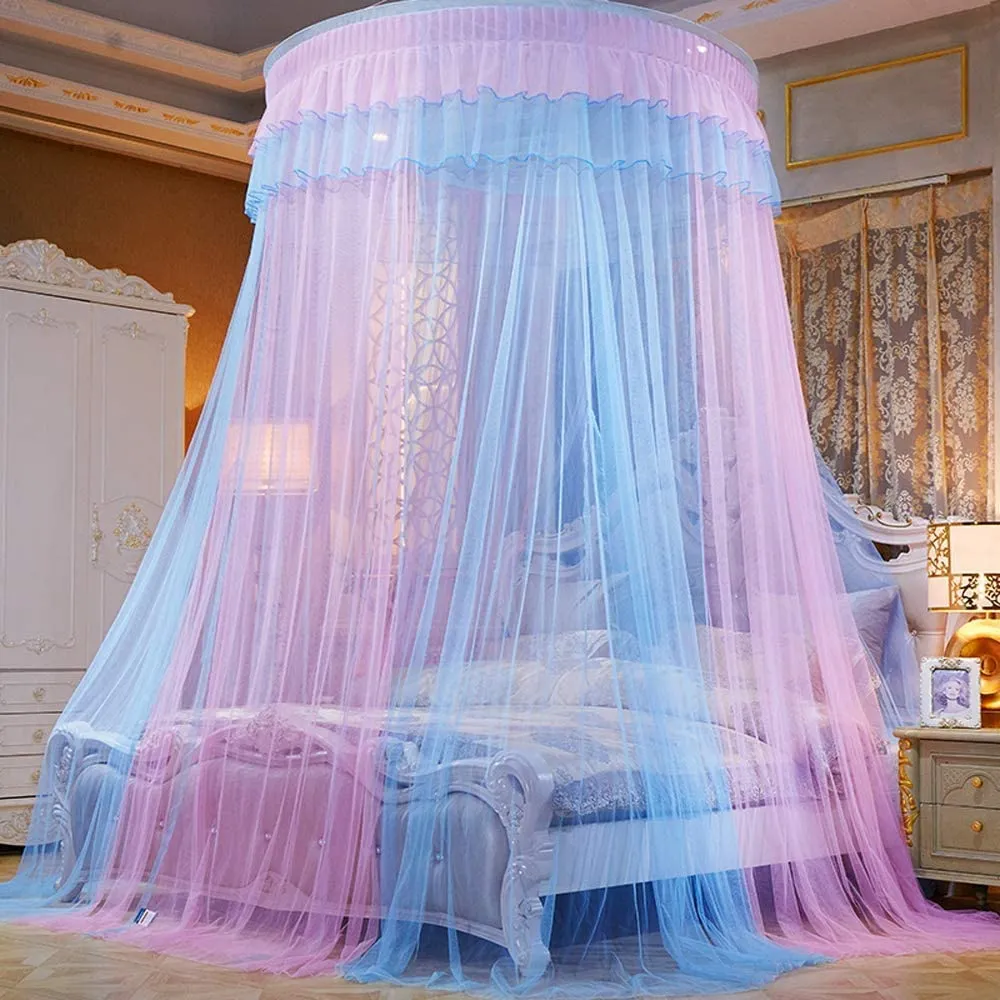 Princess Elegant Lace Round Sheer Mesh Bed Curtains