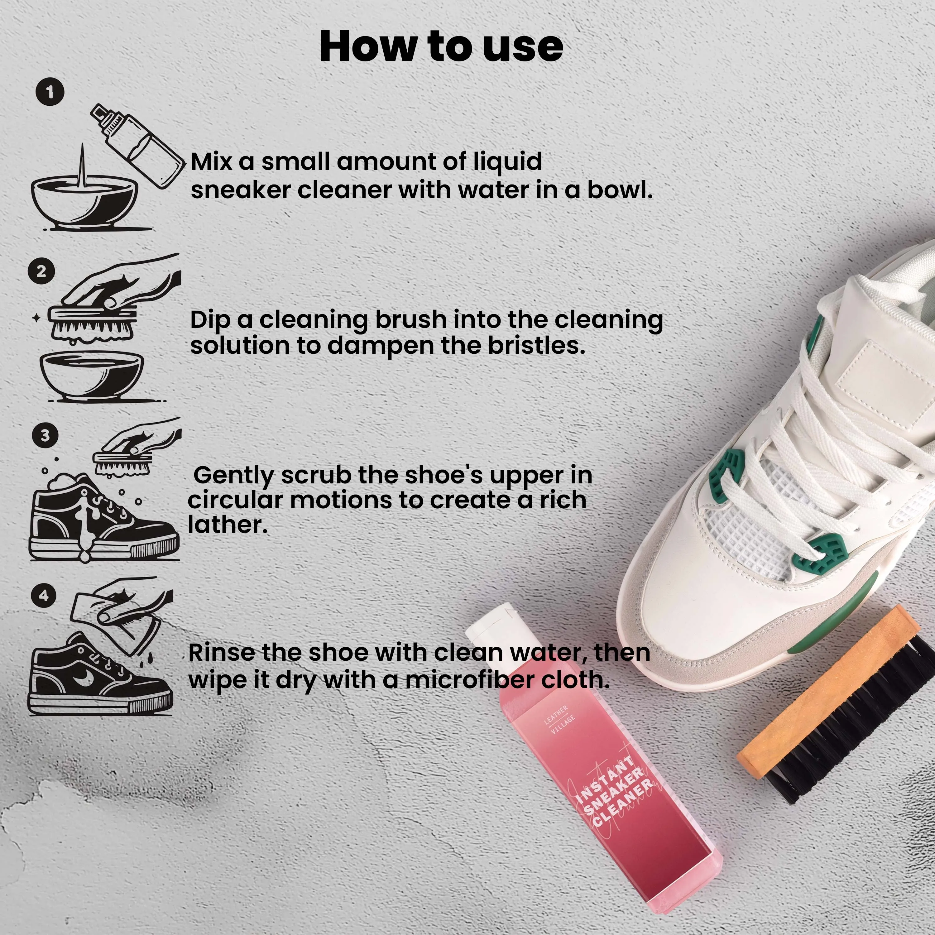 Shoe Cleaner Kit with Bottle and Brush - 8oz & 4oz Available in Lavender, Rose, Jasmine & Cittronela Fragrance | All-Natural, Chemical-Free Formula | Safe for Nubuck, Canvas, Suede, and Mesh Shoes