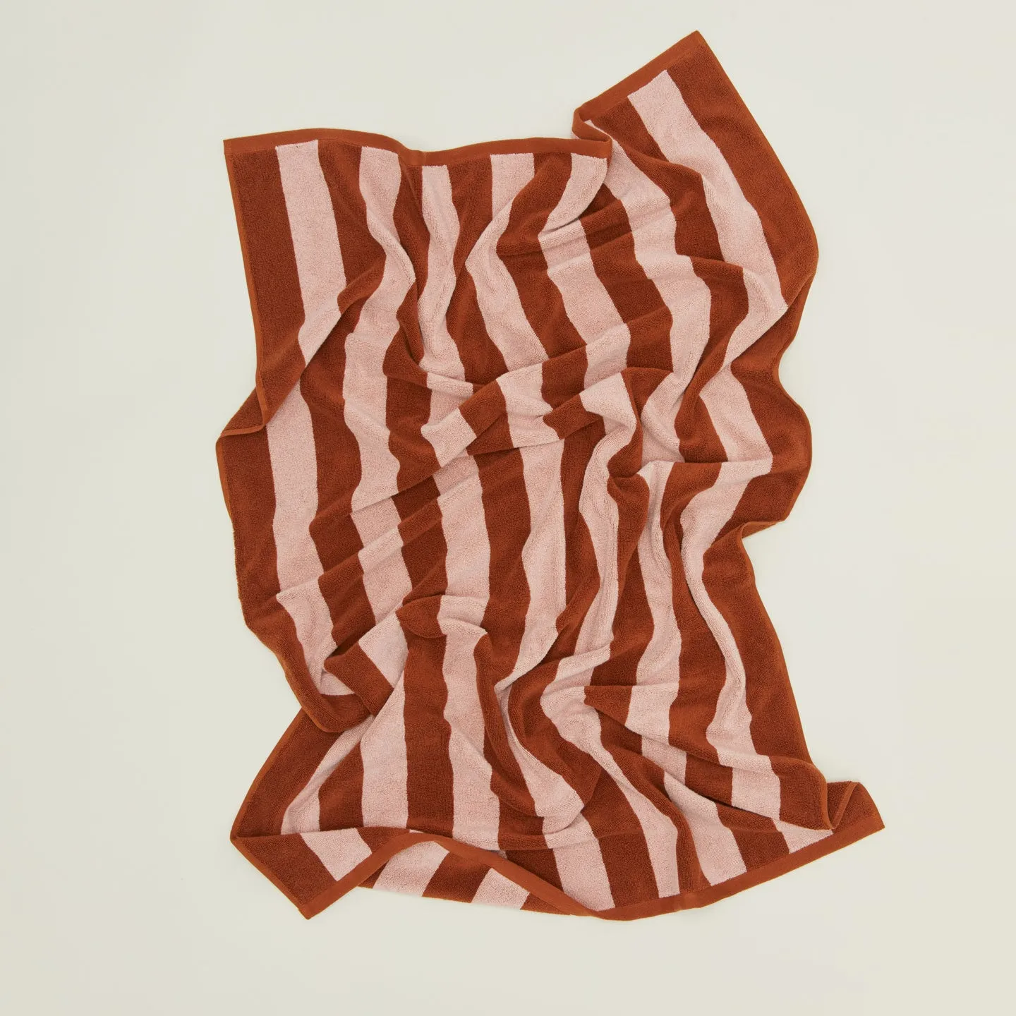 Simple Striped Terry Towel - Blush/Terracotta