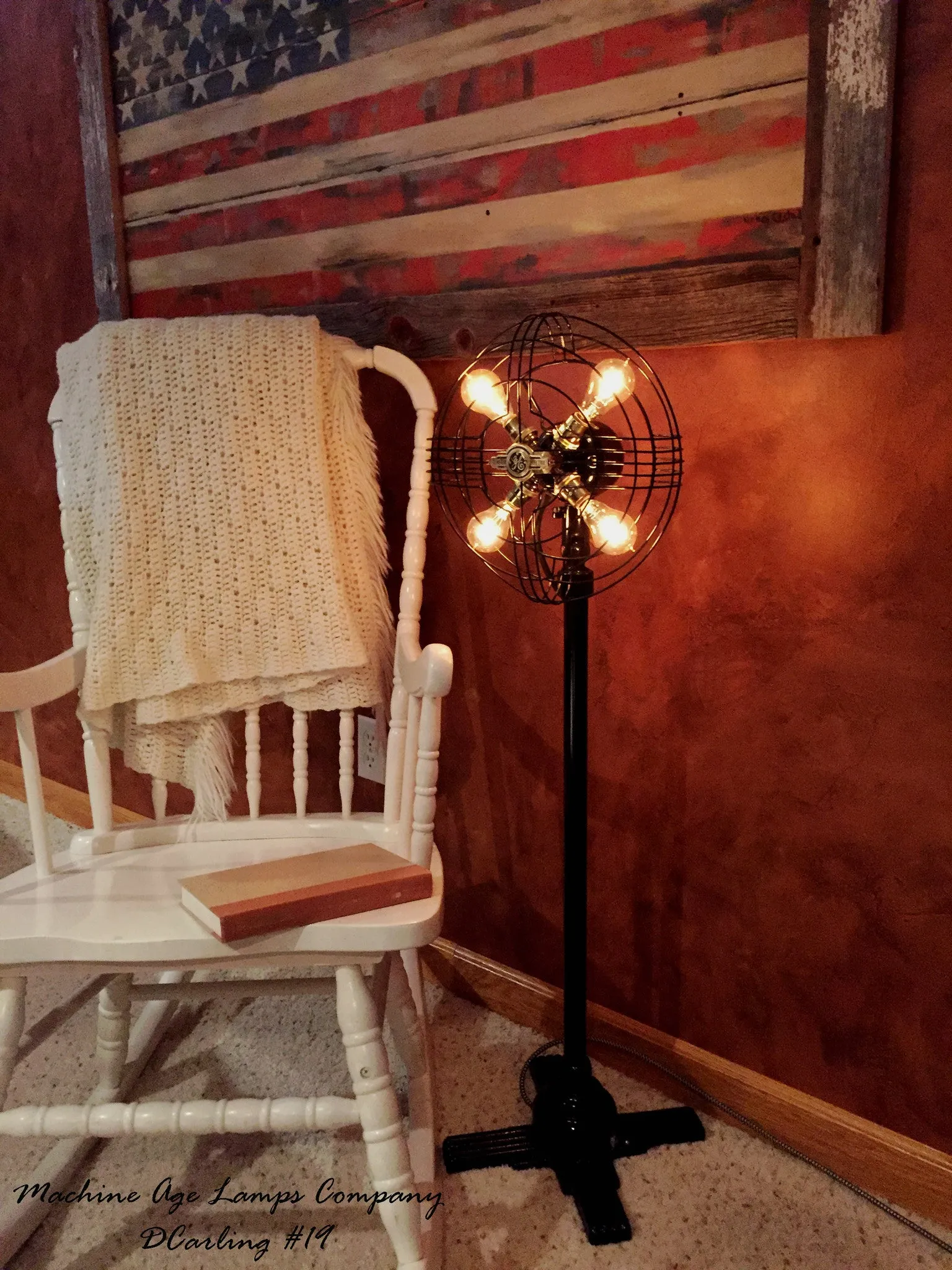 Steampunk Vintage Art Deco GE Floor Fan Lamp Light , # DC19