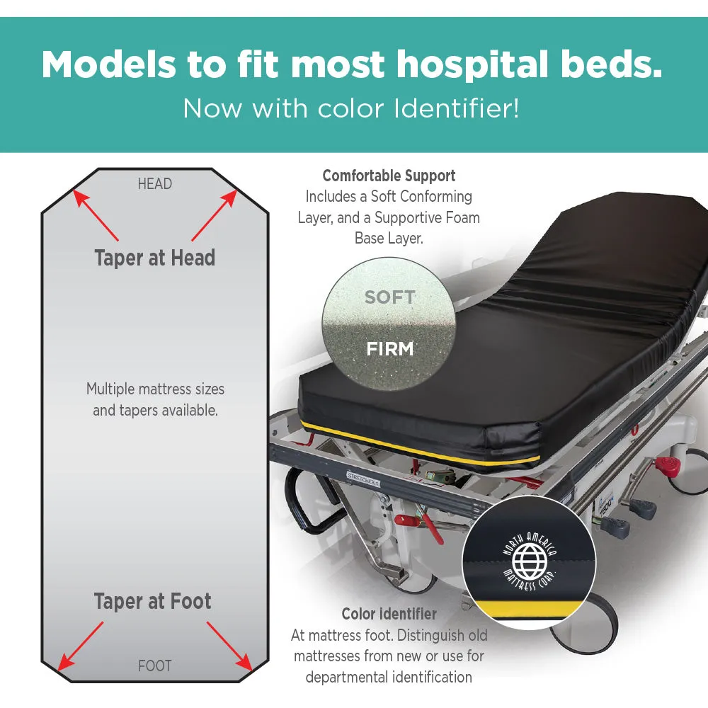 Stryker Trauma 1002 - 4" Standard Stretcher Pad with Color Identifier (24"w)