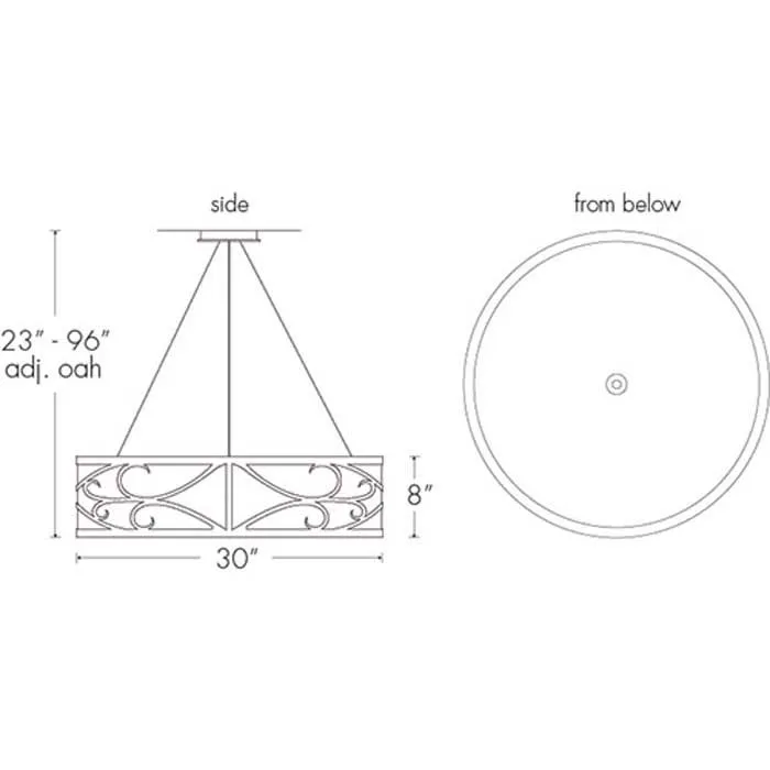 Tambour 13224-30-SFM Indoor/Outdoor Semi Flush Mount Pendant By Ultralights Lighting