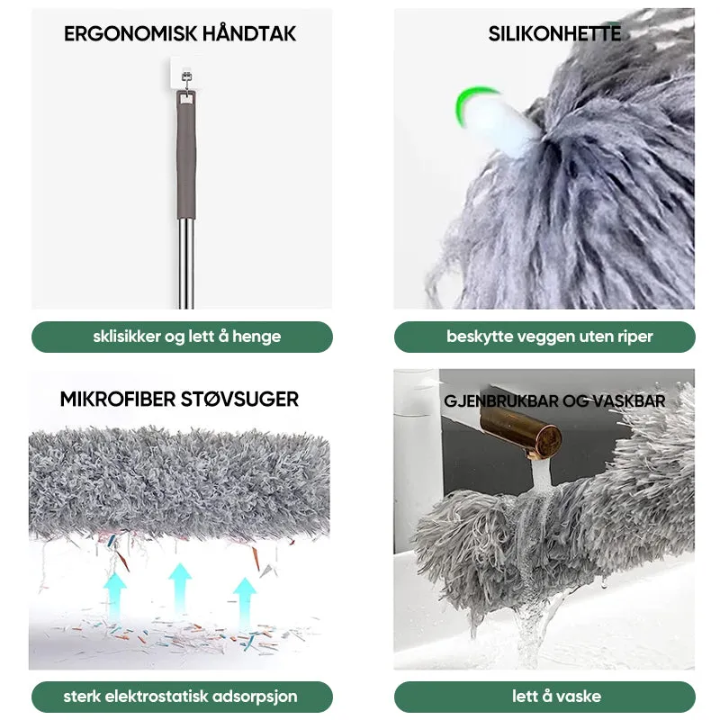 Telescopic microfiber duster - flexible and washable head