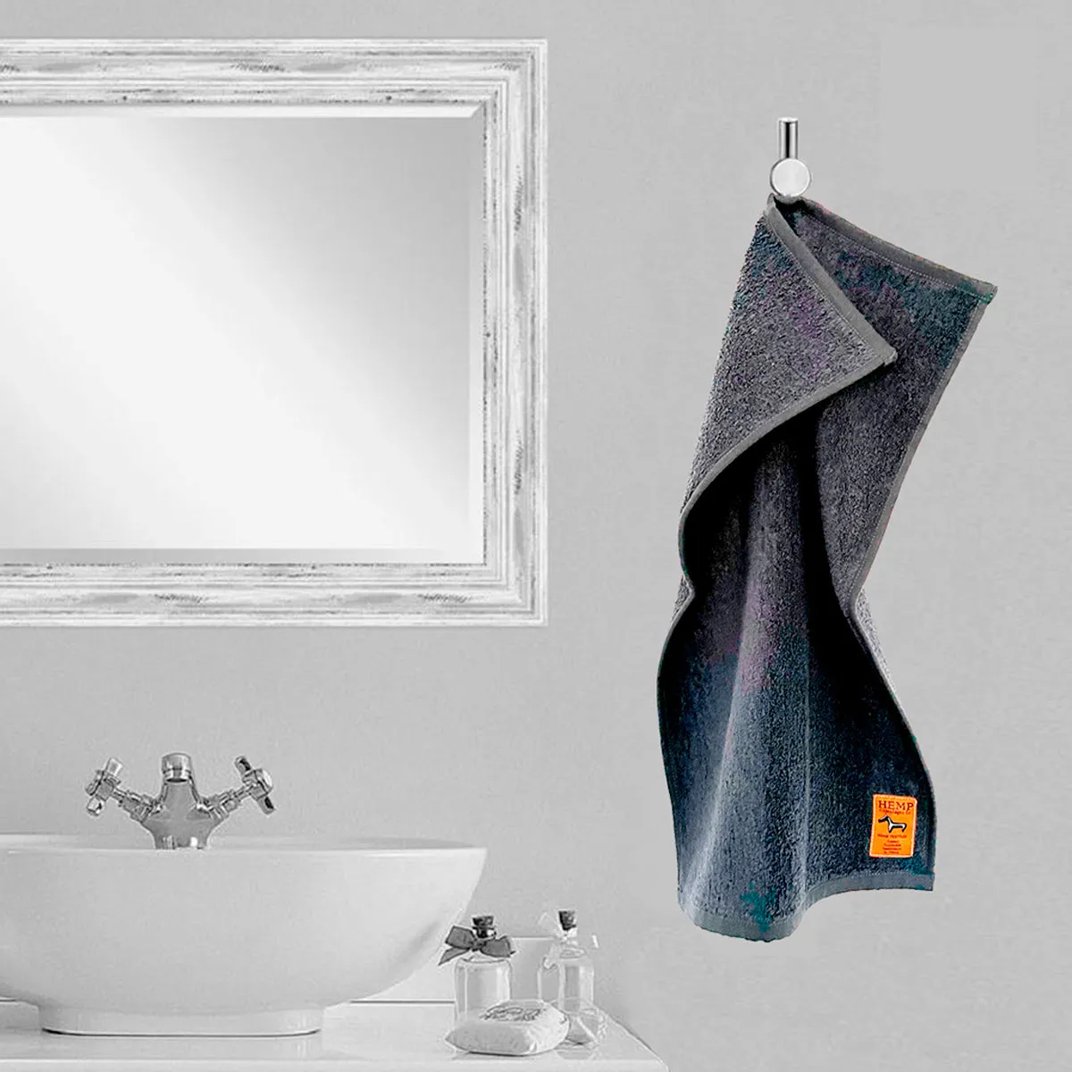 Terry Towels 100% Hemp Charcoal Grey (GOTS)