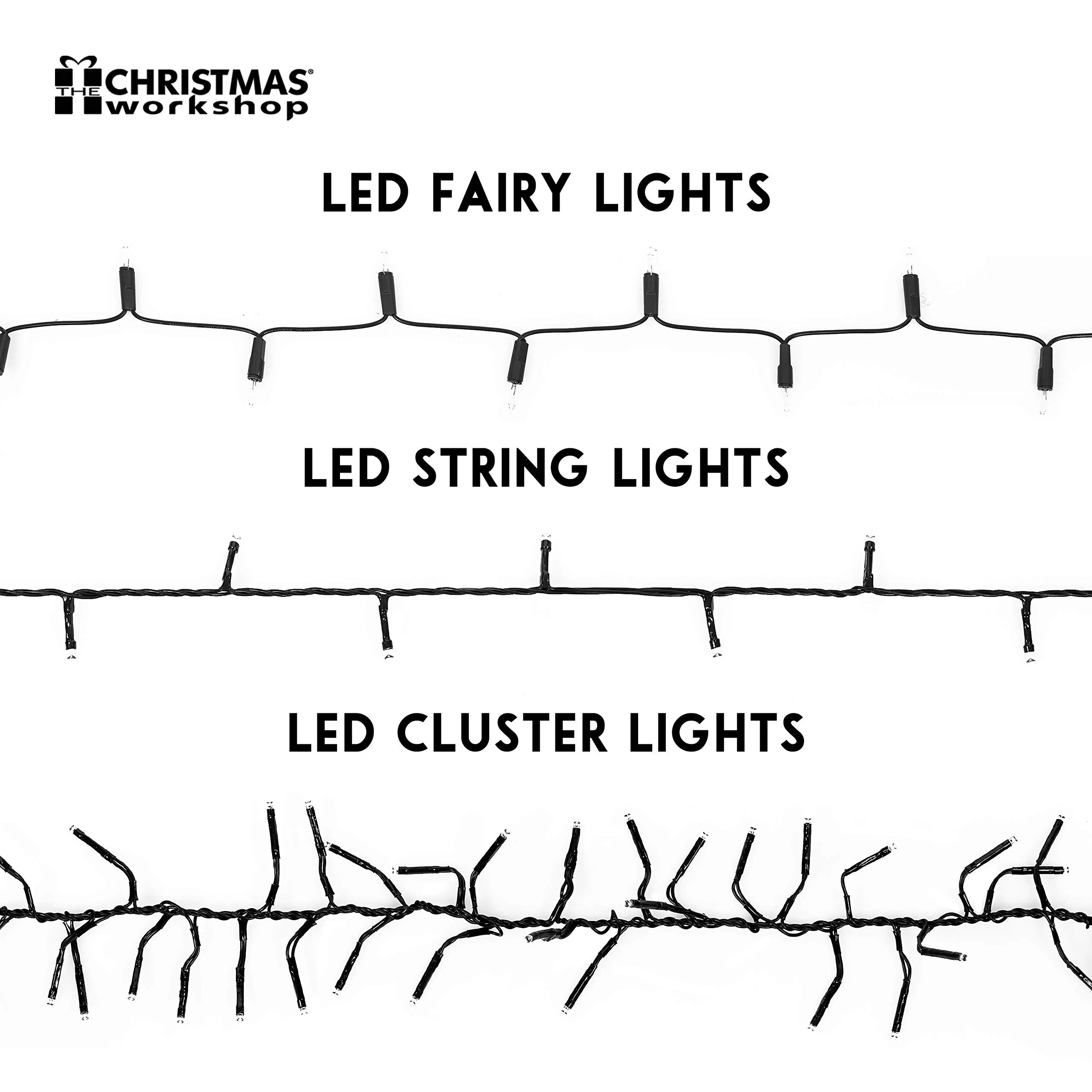 The Christmas Workshop 70740 200 Warm White LED Chaser Christmas Lights / Indoor or Outdoor Fairy Lights / 13.9 Metres / 8 Light Modes / Great For Christmas, Weddings & Gardens