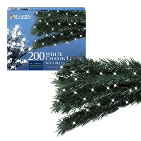 The Christmas Workshop 77470 200 Bright White LED Chaser Christmas Lights / Indoor or Outdoor Fairy Lights / 13.9 Metres / 8 Light Modes / Great For Christmas, Weddings & Gardens