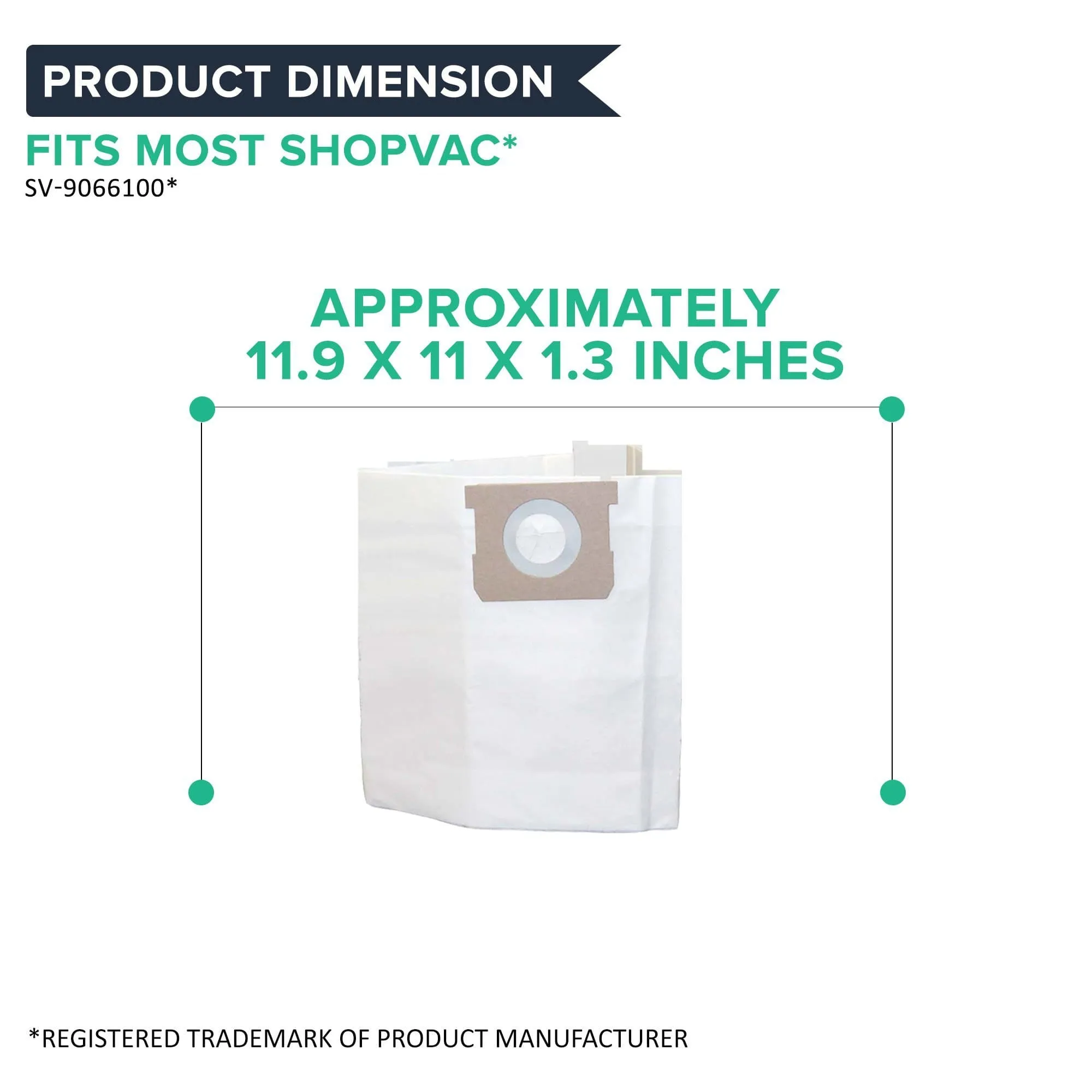 Think Crucial Replacement Filtration Bag Compatible with Shop-Vac Part # SV-9066100, Fits Type H 5 to 8 Gallon Shop-Vac Wet and Dry Vacuum Model