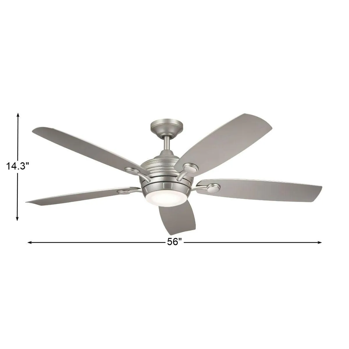 Tranquil 56 Inch Brushed Nickel LED Damp Rated Ceiling Fan with Remote