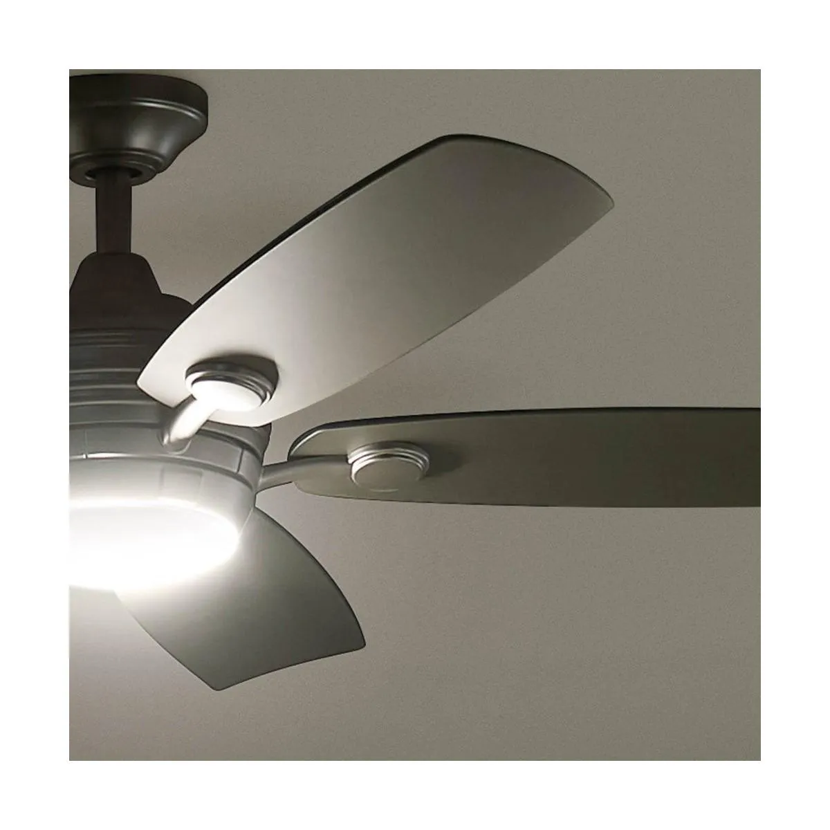 Tranquil 56 Inch Brushed Nickel LED Damp Rated Ceiling Fan with Remote