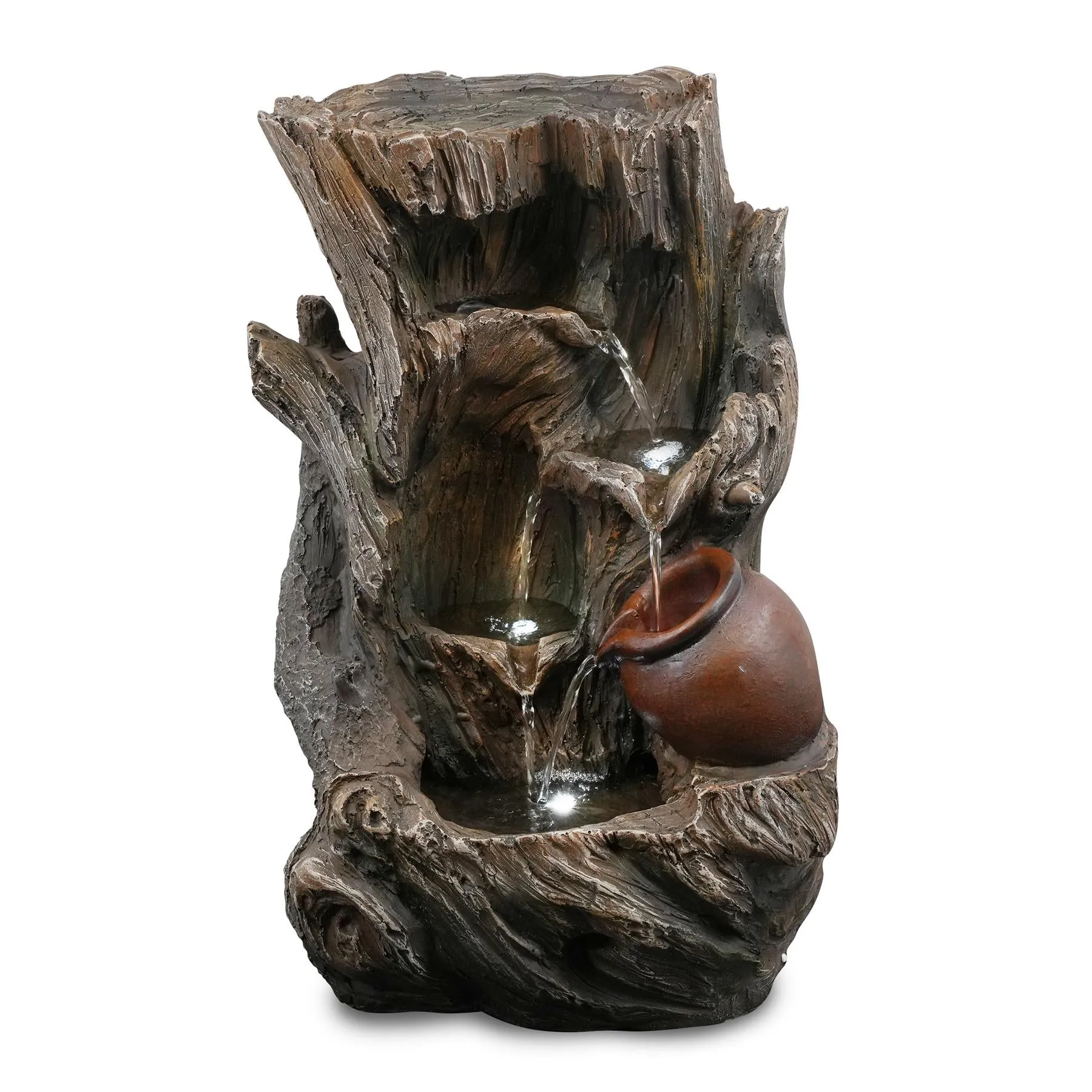 Tree Log Water Feature Outdoor With LED