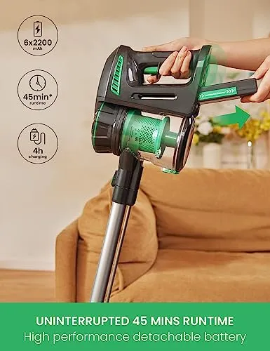 Vactidy Cordless Vacuum Cleaner, 22Kpa V8 Stick Vacuum Cleaner Powerful Suctionardwood Floor Carpet Pet Hair