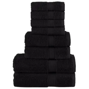 vidaXL 8 Piece Premium Towel Set SOLUND - 600 gsm, Ultra Soft & Absorbent, Black, 100% Cotton, OEKO-TEX Certified