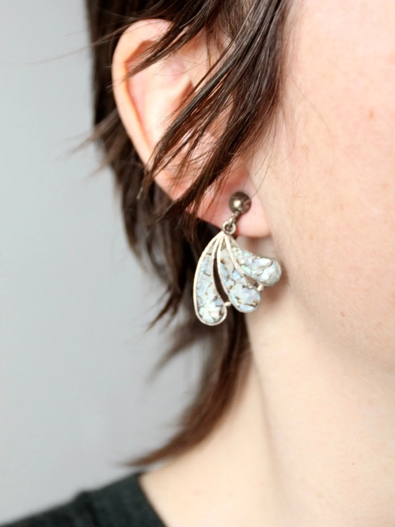 vintage abalone shell earrings