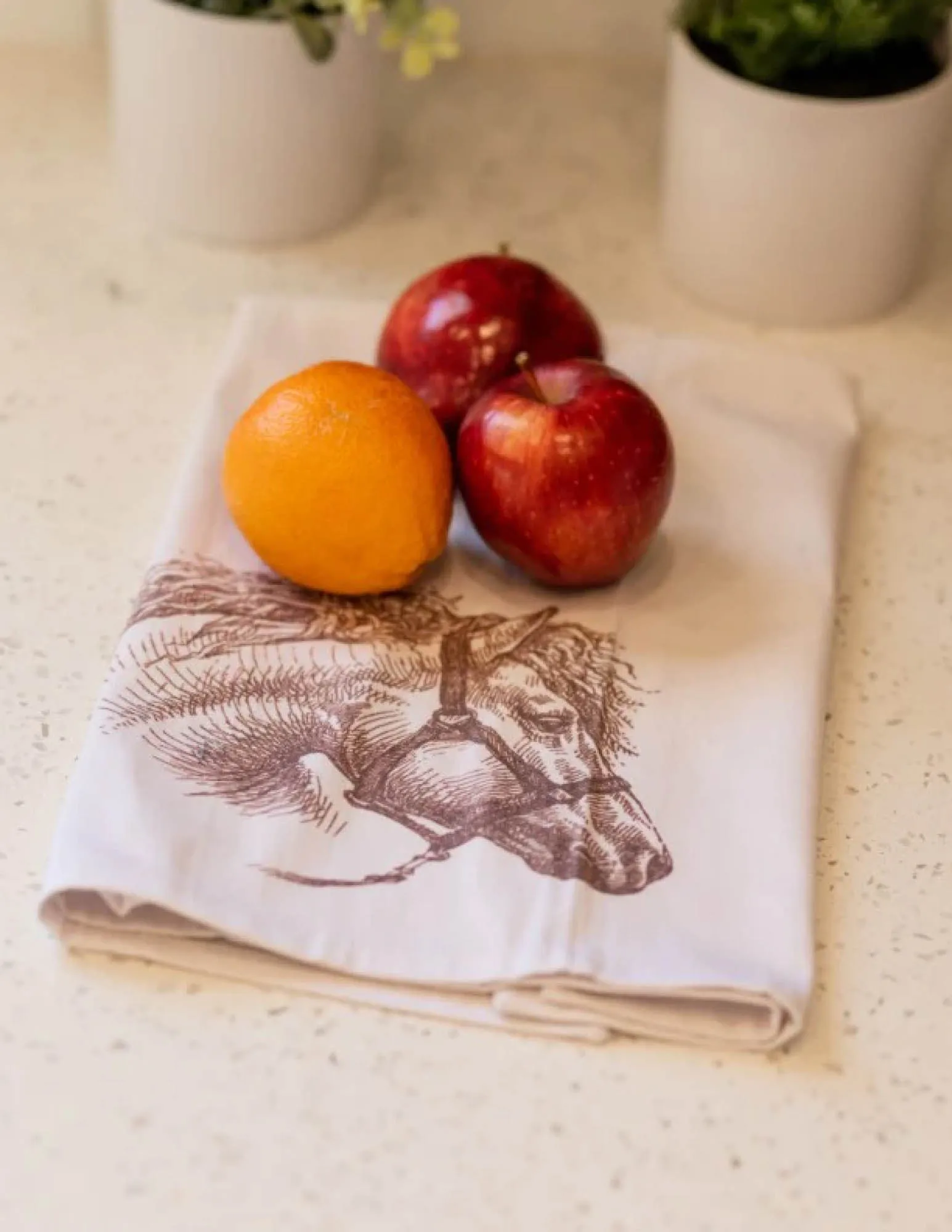 Vintage Horse Head Flour Sack Kitchen Towel, 100% Cotton