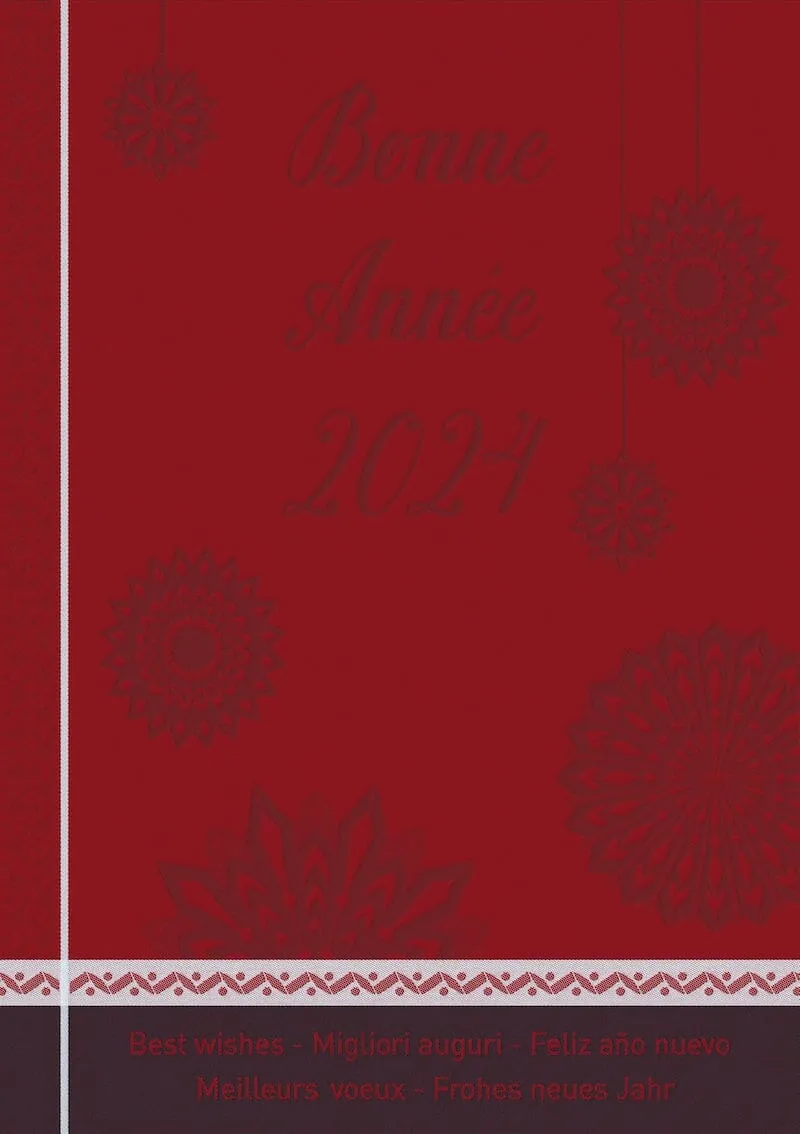 Voeux 2024 Red Tea Towel by Le Jacquard Francais