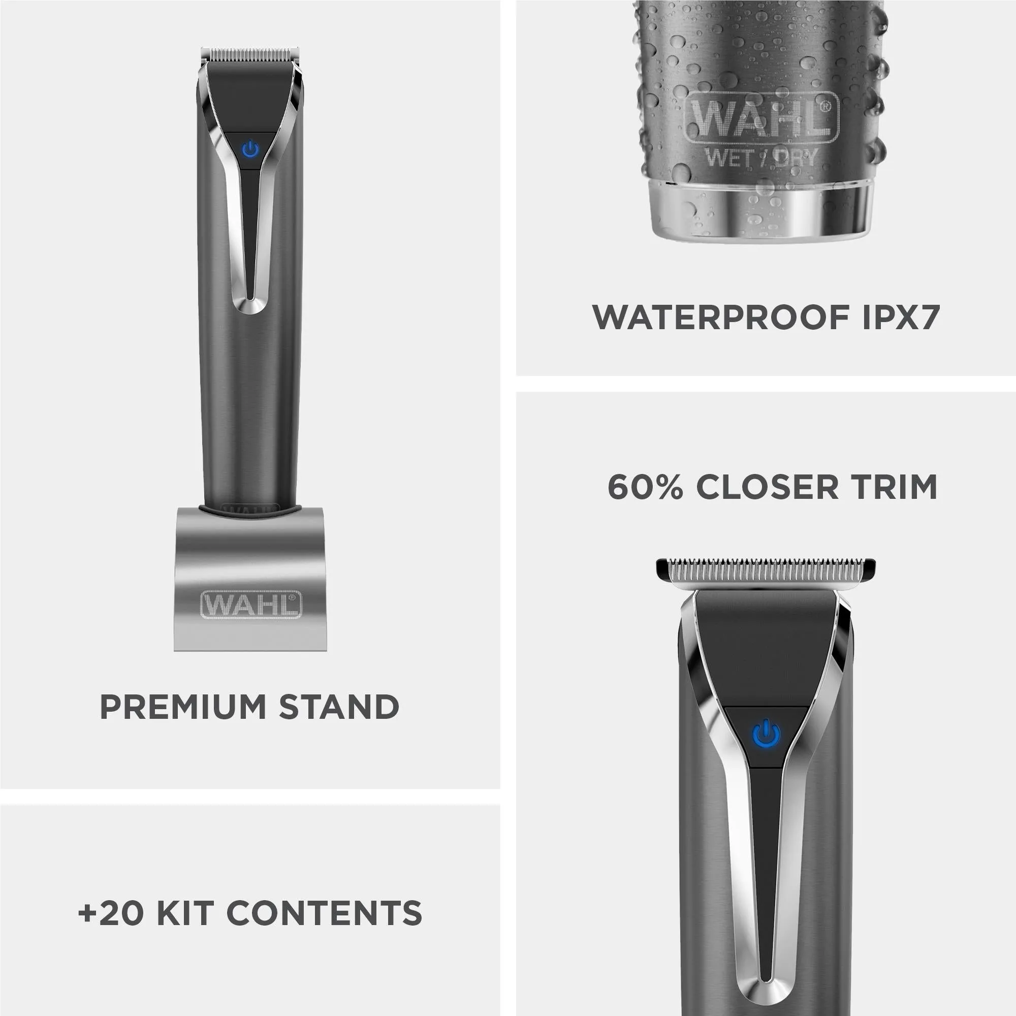 Wahl Waterproof Lithium-Ion Stainless Steel Grooming Kit (Slate)