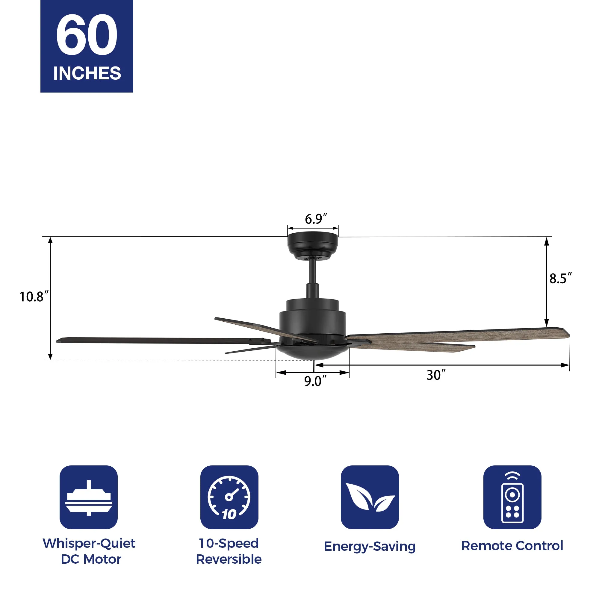 Welland Remote Ceiling Fan 60 inch (No LED)