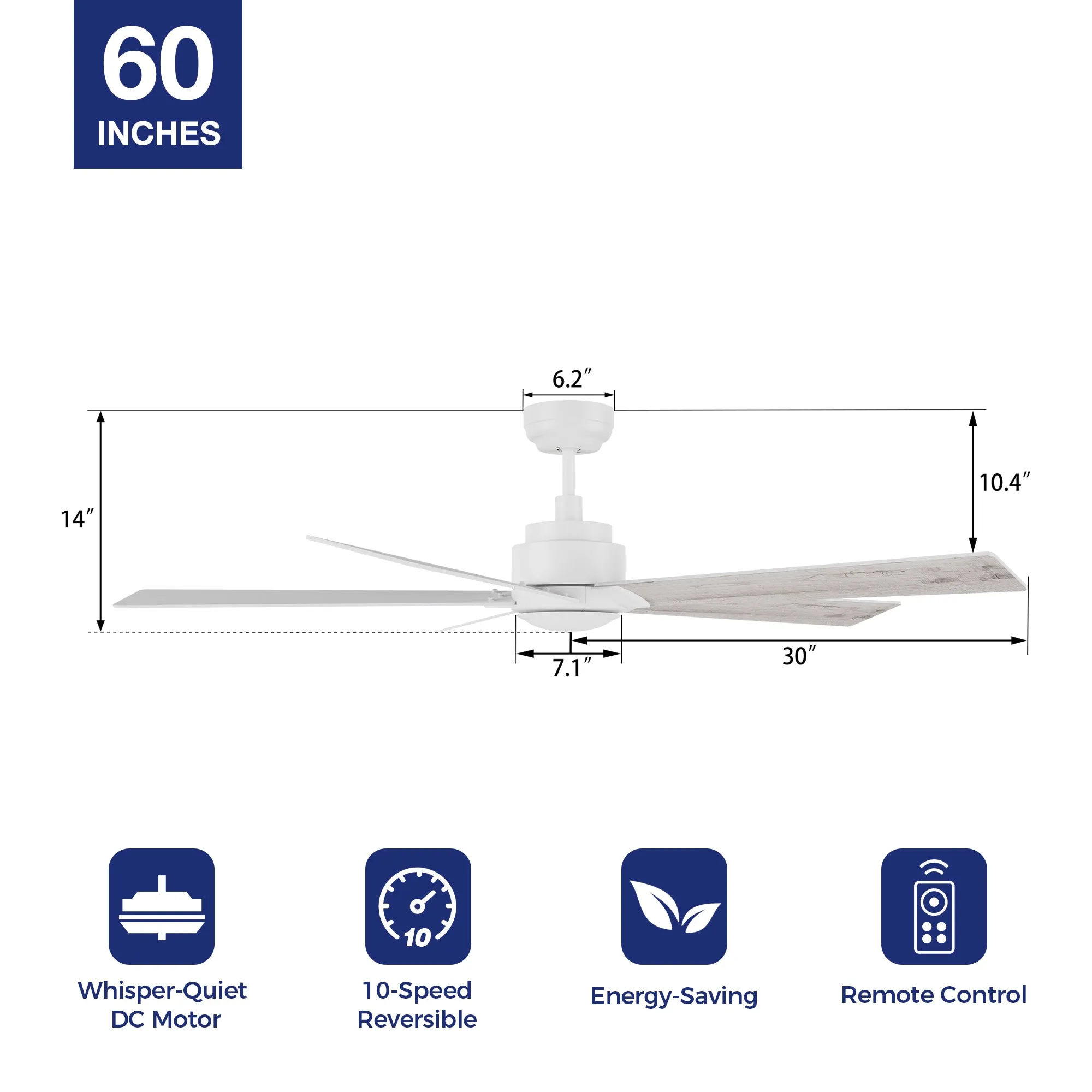 Welland Remote Ceiling Fan 60 inch (No LED)