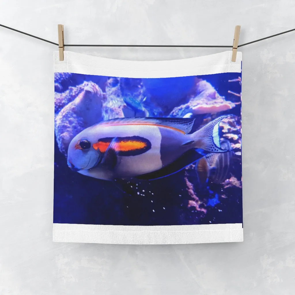 White and Blue Fish Face Towel