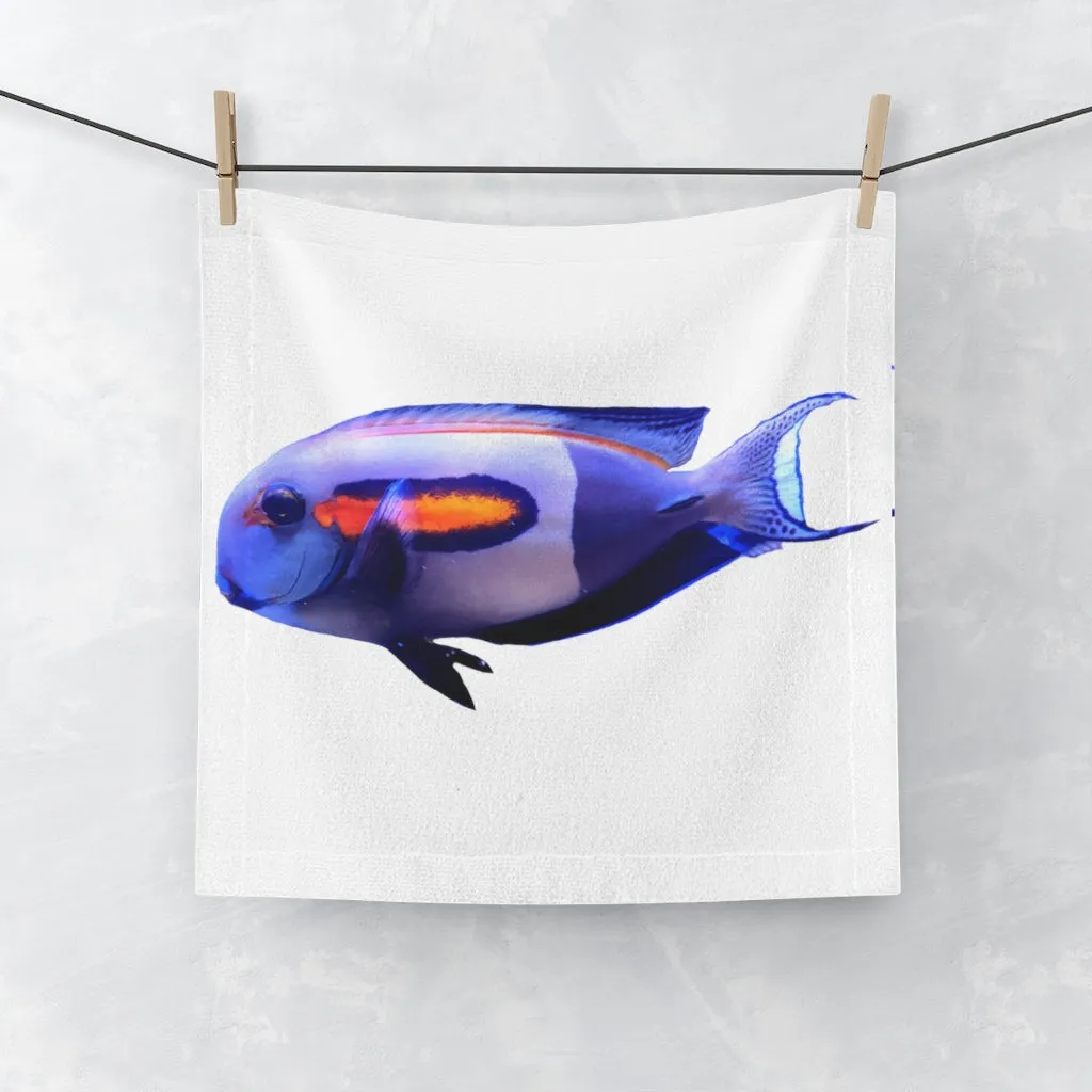 White and Blue Striped Fish Face Towel