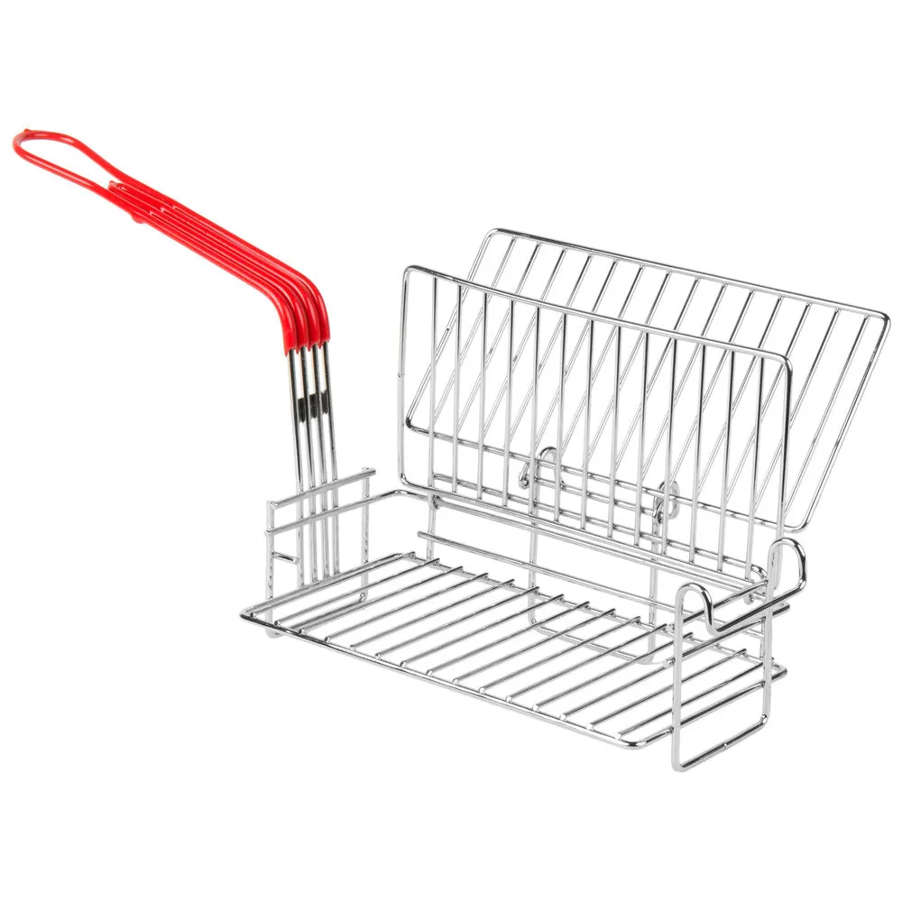 Winco FB-03 Chimichanga/Burrito Fry Basket with Red Plastic Handle