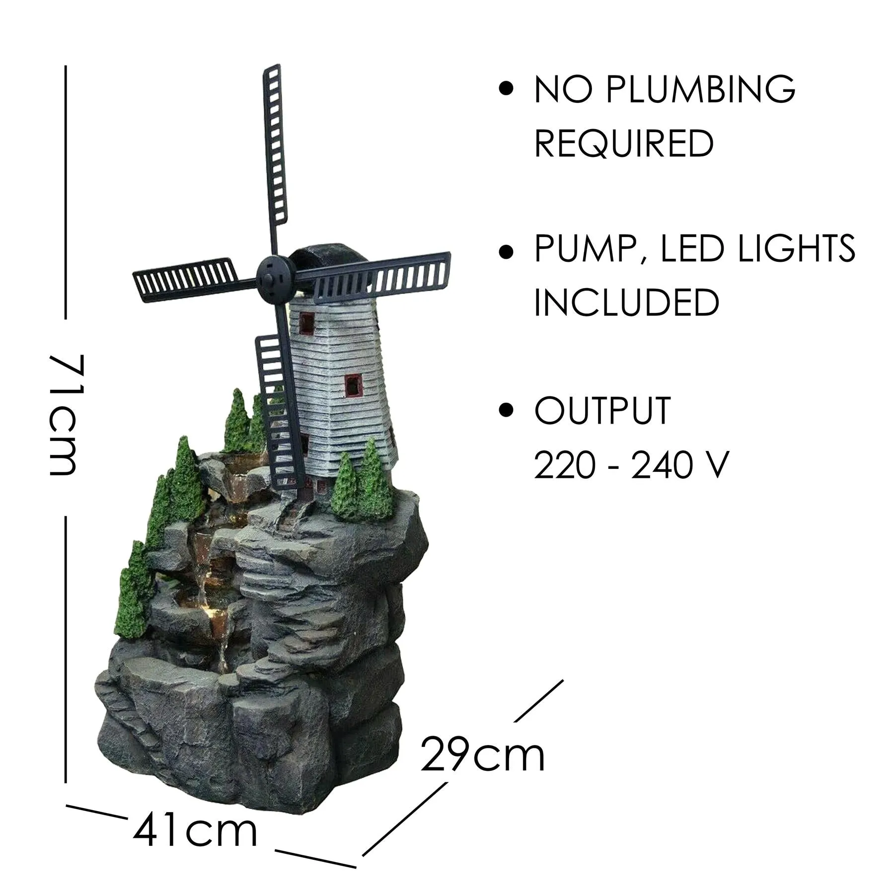 Windmill Water Feature Outdoor With LED