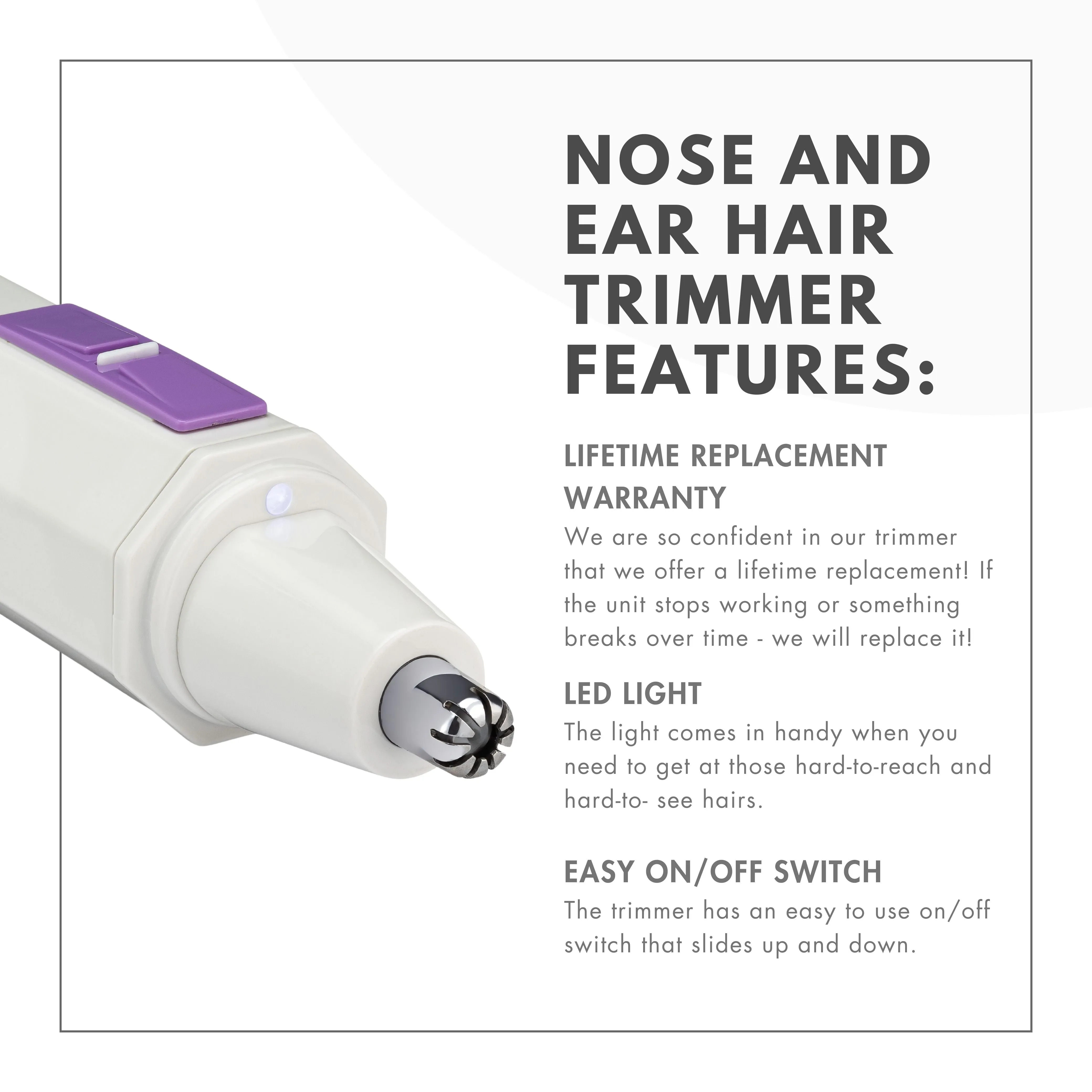 Womens Nose Hair Trimmer with LED Light